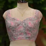 Jaipuri Jadu N/P – Blouse in Slate, front view | Tilattama