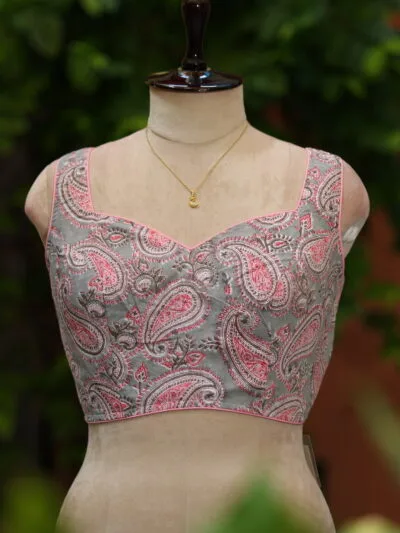 Jaipuri Jadu N/P – Blouse in Slate, front view | Tilattama