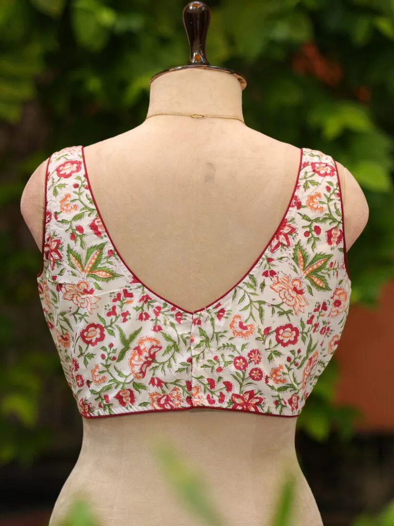 Jaipuri Jadu N/P – Blouse in white, back view | Tilattama