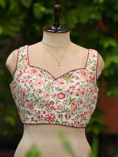 Jaipuri Jadu N/P – Blouse in white, front view | Tilattama
