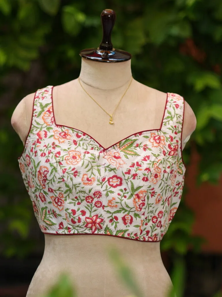 Jaipuri Jadu N/P – Blouse in white, front view | Tilattama