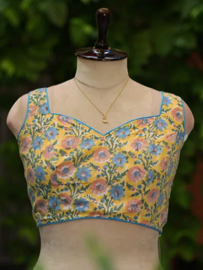 Jaipuri Jadu N/P – Blouse in Yellow, front view | Tilattama