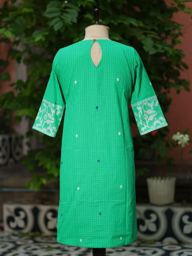 Jamdani Border One Piece - parrot-green