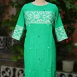 Jamdani Border One Piece - parrot-green