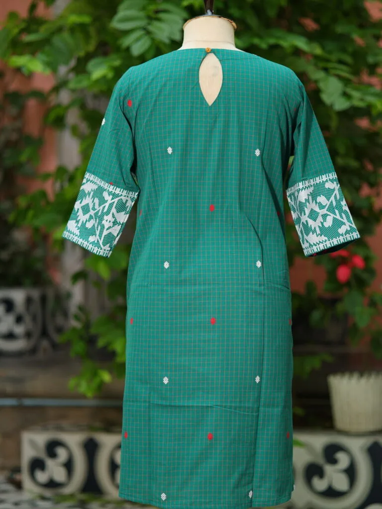 Jamdani Border One Piece - rama-green