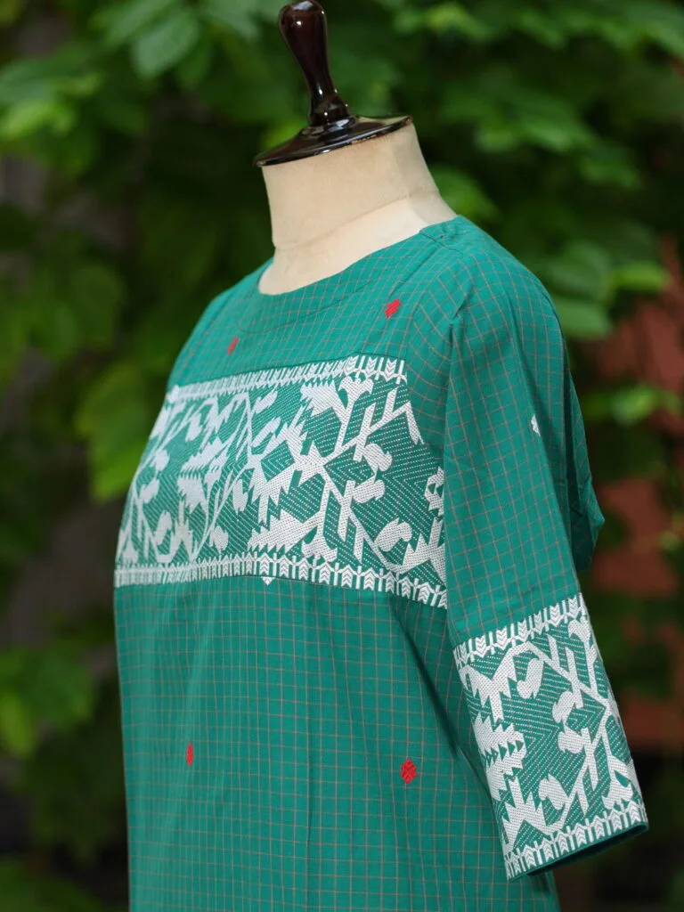 Jamdani Border One Piece - rama-green