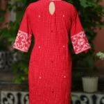 Jamdani Border One Piece - red