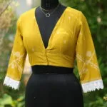 Jamdani Celeb 3/4th – Blouse in Red, front view | Tilattama