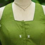 Jamdani Hakoba Halter – Blouse in parrot green | Tilattama