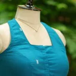 Jamdani Hakoba Halter – Blouse in Rama green, side view | Tilattama
