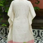 Jamdani Kaftan – Kurti in white & red, back view | Tilattama