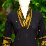 Jamdani Overlap V Kurti – Kurti in Black | Tilattama
