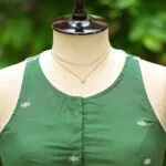 Jamdani Rozer Cut – Blouse in Mosh green | Tilattama