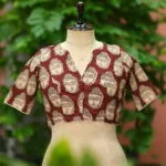 Kalamkari Boat V Neck - chocolate