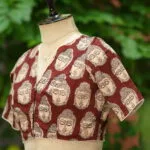 Kalamkari Boat V Neck - chocolate