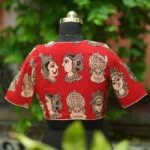 Kalamkari Boat V Neck - maroon