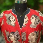 Kalamkari Boat V Neck - maroon