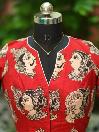 Kalamkari Boat V Neck