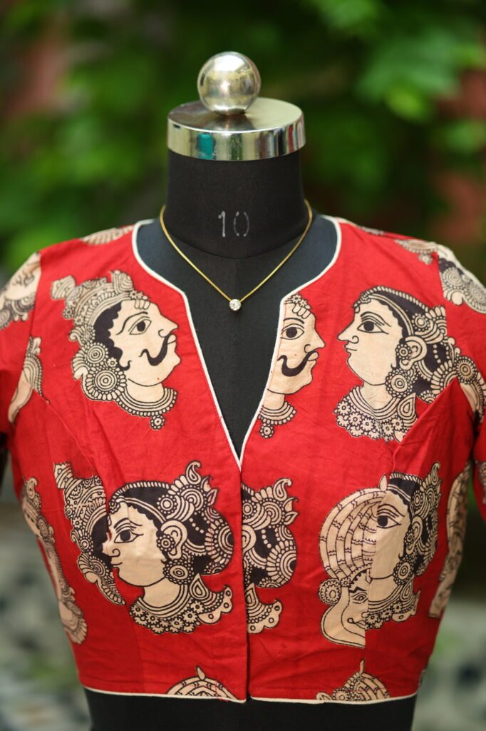 Kalamkari Boat V Neck