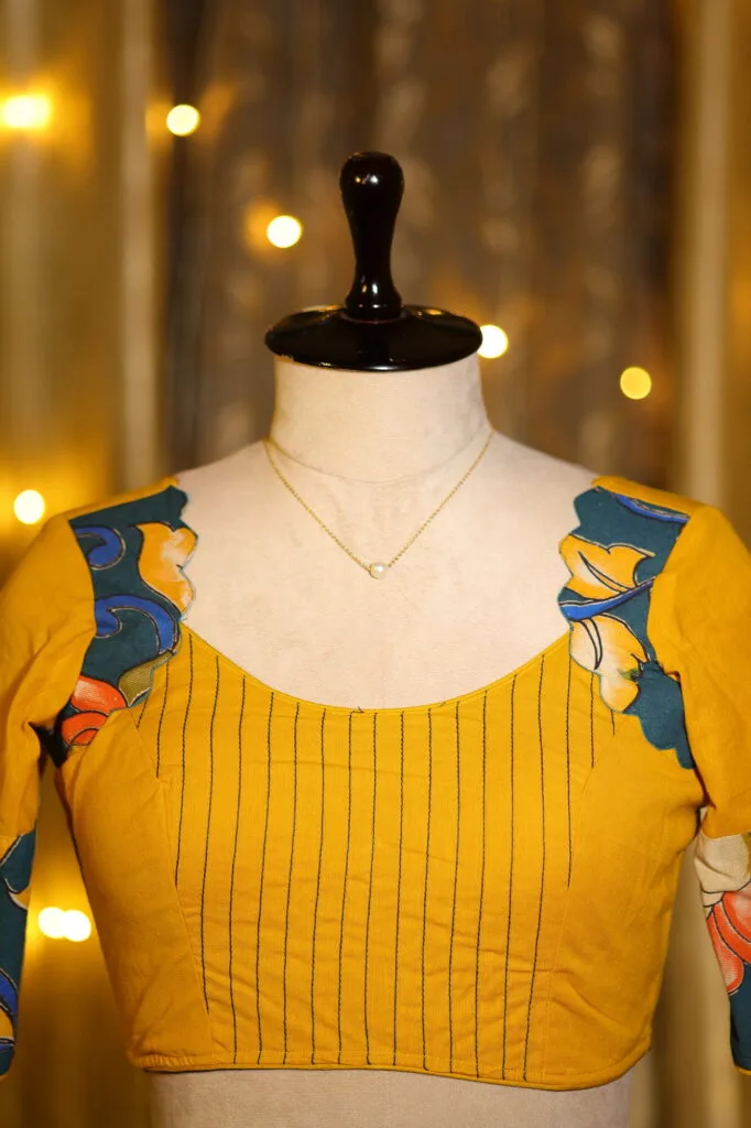 Kalamkari Cadence – Blouse in Mustard | Tilattama