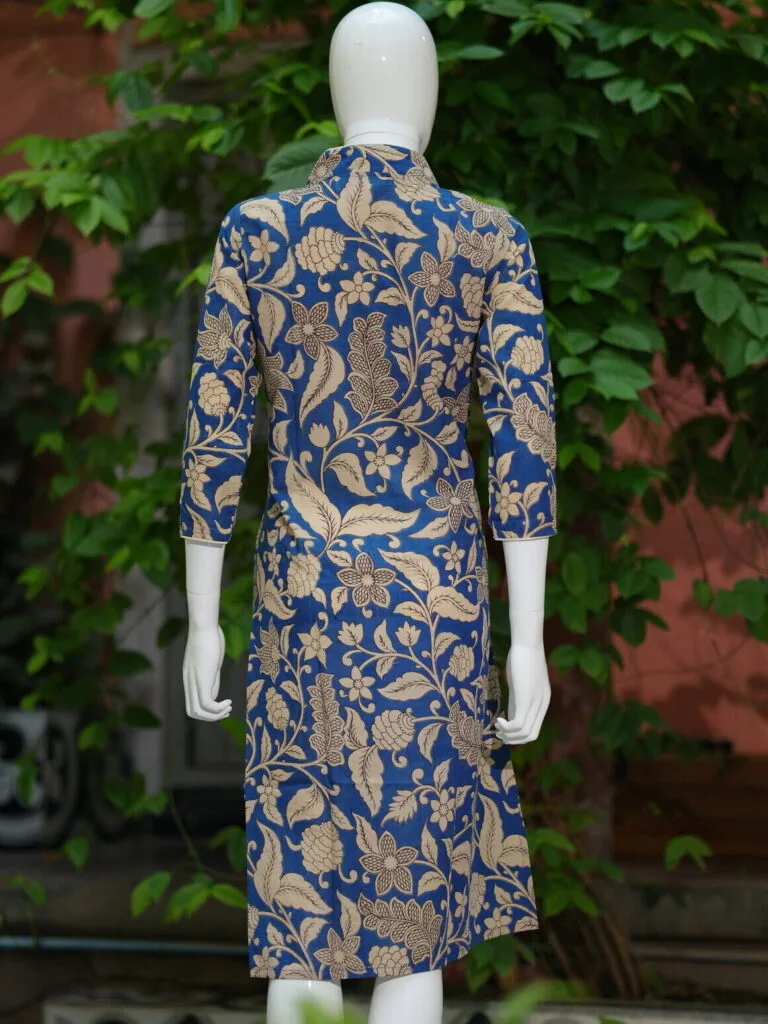 Kalamkari Kurti – Kurti in Blue, back view | Tilattama