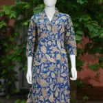 Kalamkari Kurti – Kurti in Blue, front view | Tilattama