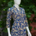 Kalamkari Kurti – Kurti in Blue, side view | Tilattama