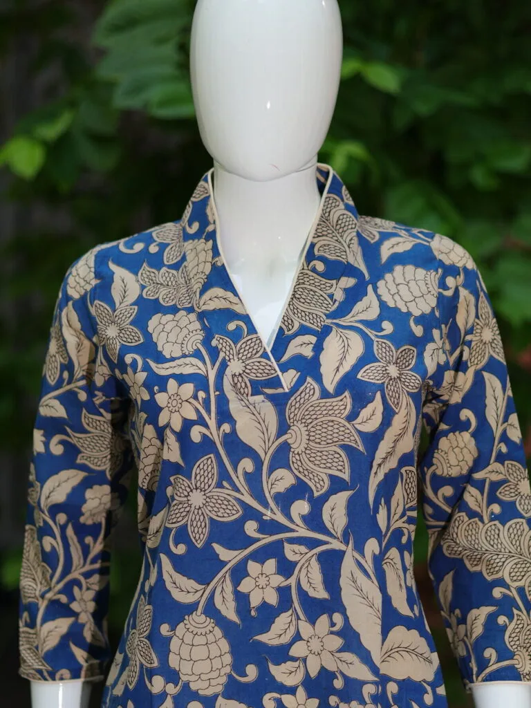 Kalamkari Kurti – Kurti in Blue | Tilattama