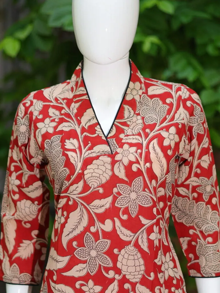 Kalamkari Kurti – Kurti in Maroon | Tilattama