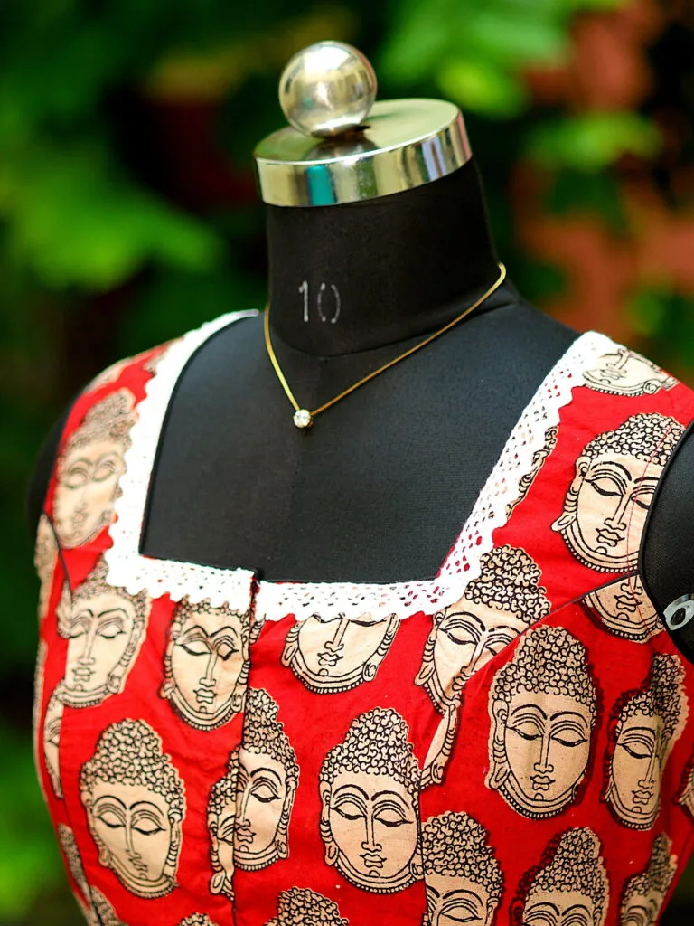 Kalamkari Square Neck S/L - maroon