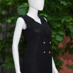 Khadi Blazer One Piece – Kurti in Black, side view | Tilattama