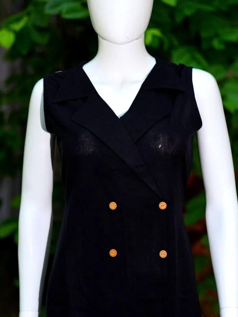 Khadi Blazer One Piece – Blouse in Black | Tilattama