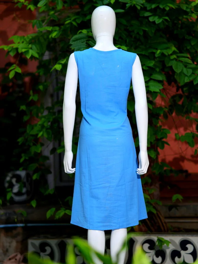 Khadi Blazer One Piece – Blouse in Powder Blue, back view | Tilattama