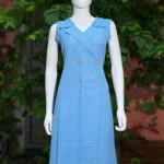 Khadi Blazer One Piece – Kurti in Powder Blue, front view | Tilattama