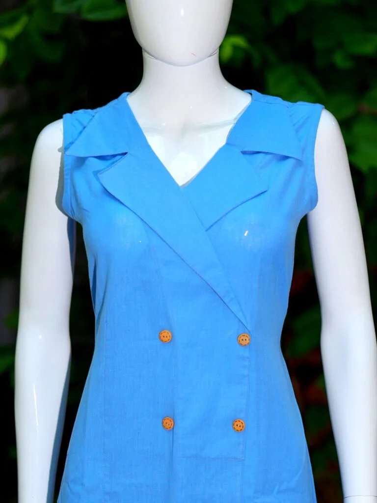 Khadi Blazer One Piece – Blouse in Powder Blue | Tilattama