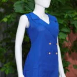 Khadi Blazer One Piece – Kurti in Royal Blue, side view | Tilattama