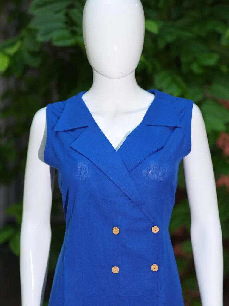 Khadi Blazer One Piece – Kurti in Royal Blue | Tilattama