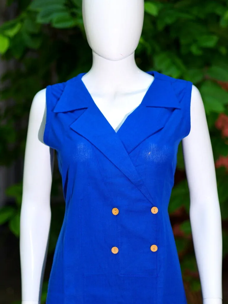 Khadi Blazer One Piece – Blouse in Royal Blue | Tilattama