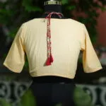 Khadi Sangeneri Masaba G/S – Blouse in Cream, back view | Tilattama
