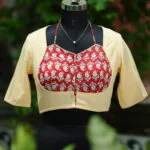 Khadi Sangeneri Masaba G/S – Blouse in Cream, front view | Tilattama