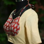 Khadi Sangeneri Masaba G/S – Blouse in Cream, side view | Tilattama
