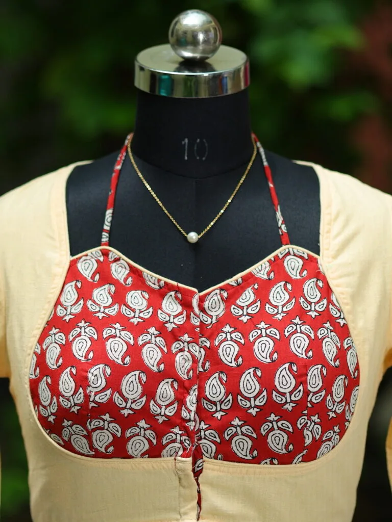 Khadi Sangeneri Masaba G/S – Blouse in Cream | Tilattama