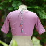 Khadi Sangeneri Masaba G/S – Blouse in Mauve, back view | Tilattama