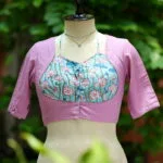 Khadi Sangeneri Masaba G/S – Blouse in Mauve, front view | Tilattama