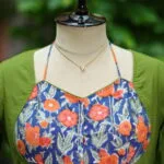 Khadi Sangeneri Masaba G/S – Blouse in Mosh green | Tilattama