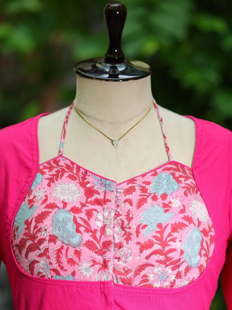 Khadi Sangeneri Masaba G/S – Blouse in Rani | Tilattama