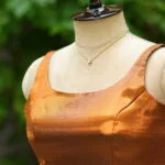 Metallic Raga Round Neck – Blouse in Copper, neckline | Tilattama