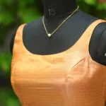 Metallic Raga Round Neck – Blouse in Golden, neckline | Tilattama