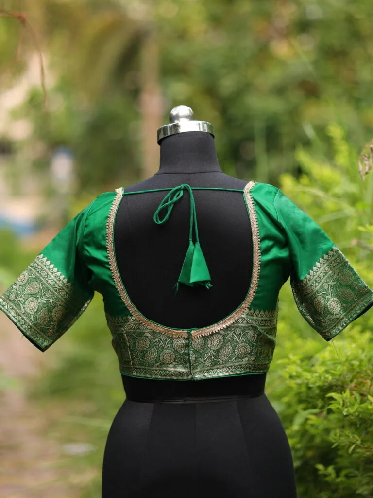MOHINI – Blouse in Leaf Green, back view | Tilattama