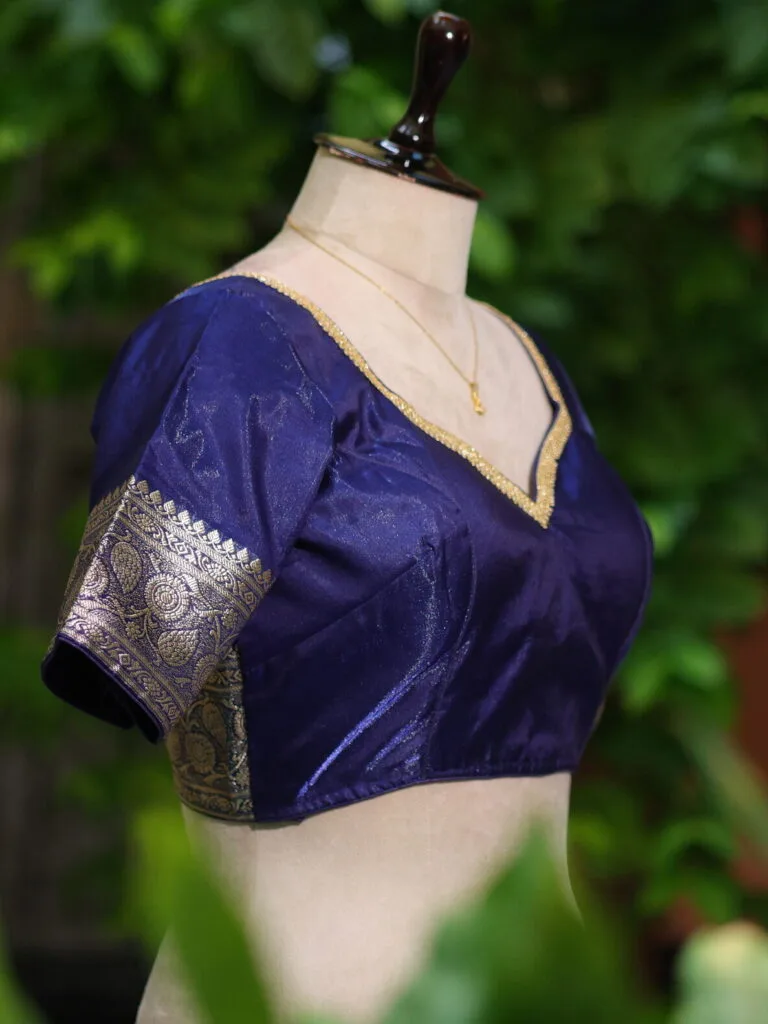 MOHINI – Blouse in Mid Night Blue, side view | Tilattama